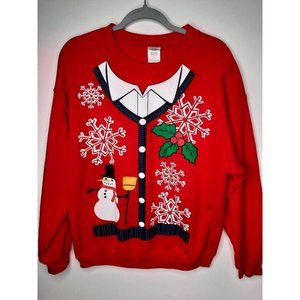 Christmas Snowman Gildan Men's Pullover Sweatshirt Size Large